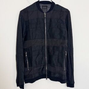 John varvatos x nick Jonas Black linen Bomber Jacket